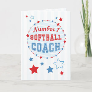 Dank-Softball-Trainer All-Sterne, Rot, blaue Dankeskarte
