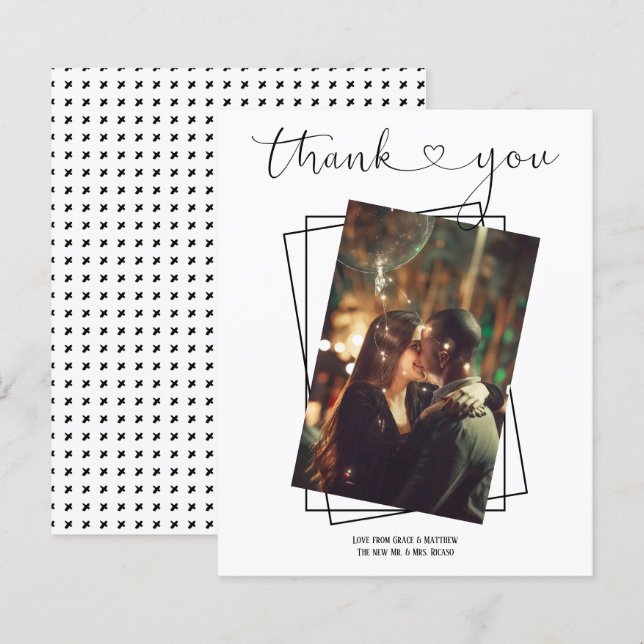 Dank Typografie Foto Personalisiert Wedding Card (Vorne/Hinten)