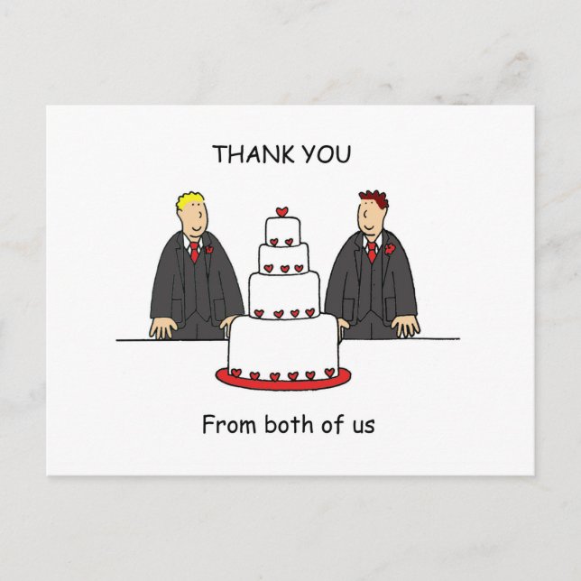 Dank von uns beiden Gay Male Couple Postkarte (Vorderseite)