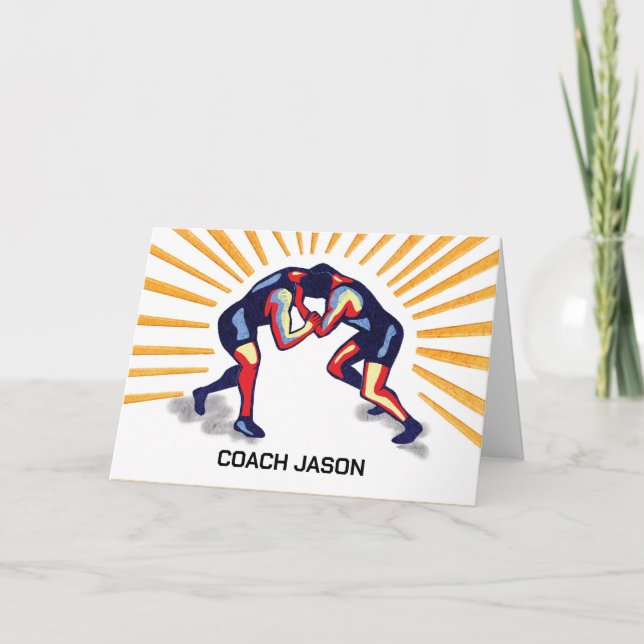 Dank Wrestling Coach Personalisieren Sie zwei Wres Karte (Vorderseite)