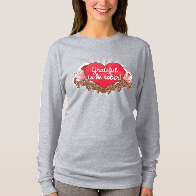 Dankbar an die nüchterne Erholung für den Valentin T-Shirt (Vorderseite)
