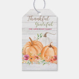 Dankbar | Autumn Fall Pumpkin Watercolor Geschenkanhänger