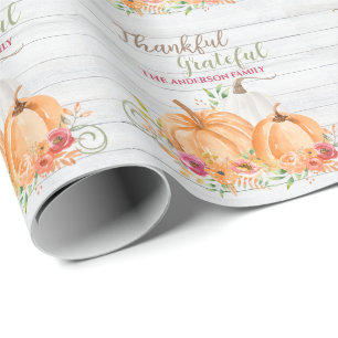 Dankbar Autumn Fall Pumpkin Watercolor Geschenkpapier
