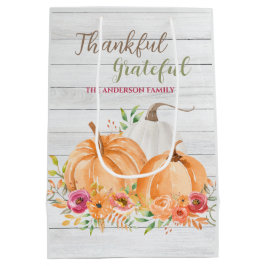 Dankbar | Autumn Fall Pumpkin Watercolor Mittlere Geschenktüte