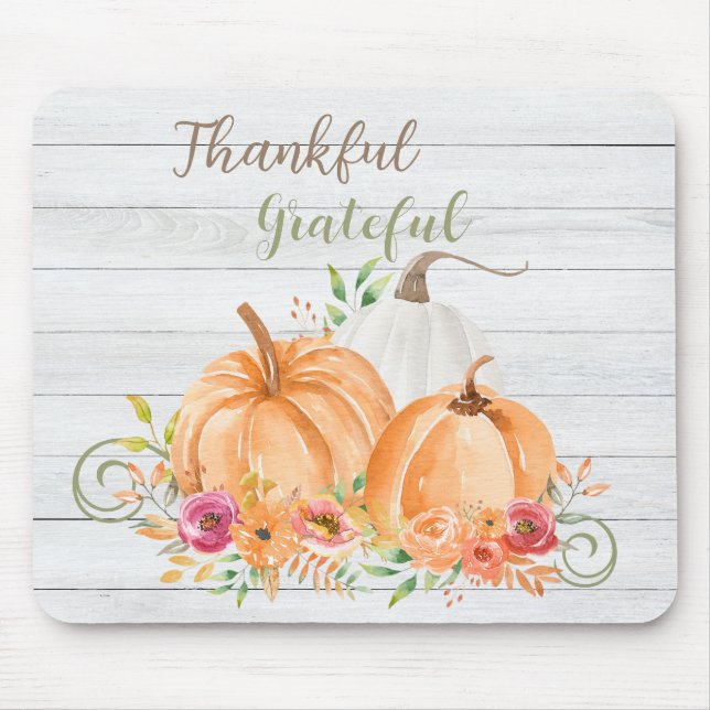Dankbar | Autumn Fall Pumpkin Watercolor Mousepad (Vorne)