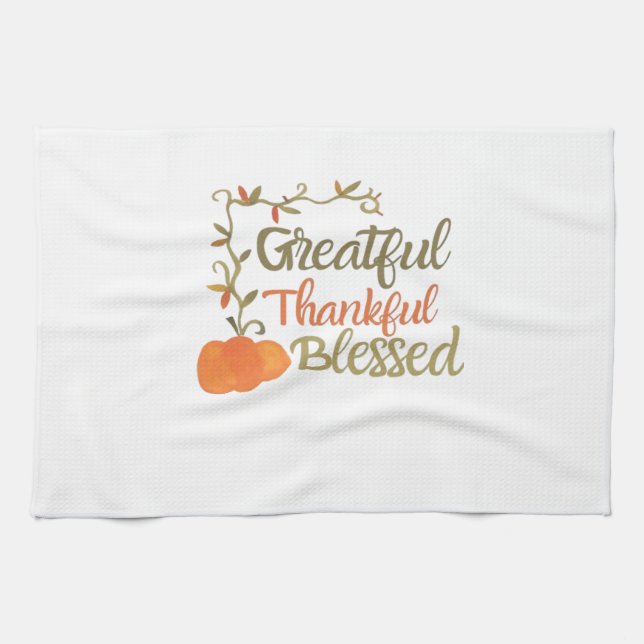 Dankbar Dankbar Gesegnet Herbst Zitat  Herbst Dank Geschirrtuch (Horizontal)