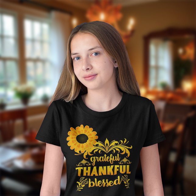 Dankbar, dankbar, gesegnet Sonnenblume T-Shirt (Von Creator hochgeladen)