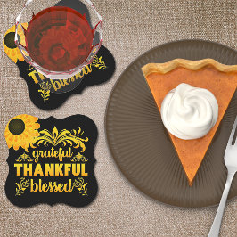 Dankbar, dankbar, gesegnet Sonnenblume Untersetzer