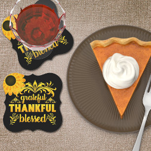 Dankbar, dankbar, gesegnet Sonnenblume Untersetzer