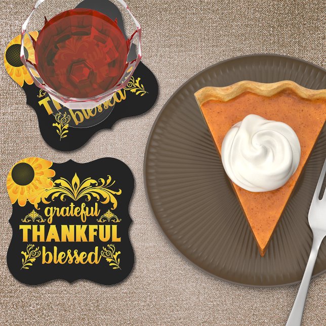 Dankbar, dankbar, gesegnet Sonnenblume Untersetzer (Von Creator hochgeladen)