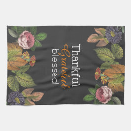 Dankbar, dankbar, gesegnet Vintagen Fall blumenrei Geschirrtuch