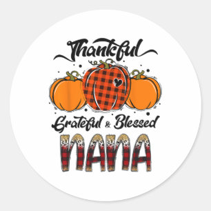Dankbar Dankbar Gesegnete Nana Kariert Thanksgivin Runder Aufkleber
