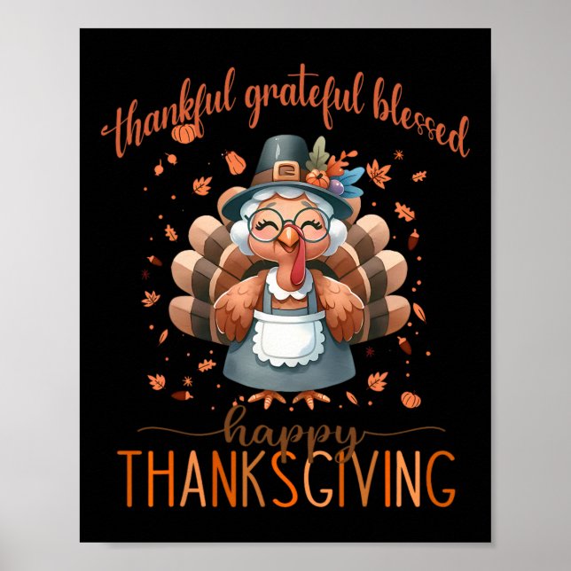 Dankbar Dankbar gesegnete Türkei Glückwunsch Thank Poster (Vorne)