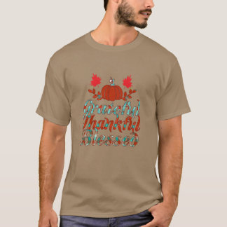 Dankbar dankbar gesegneter Kürbis Lustiges Herbstd T-Shirt