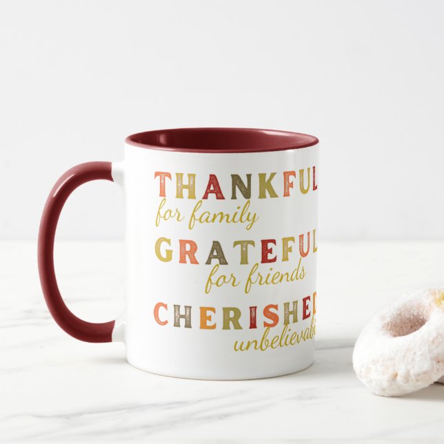 Dankbar Dankbar verehrter Erntedank Tasse (Mit Donut)