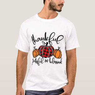 Dankbar Dankbarkeit gesegnet Red Kariert Pumpkin D T-Shirt