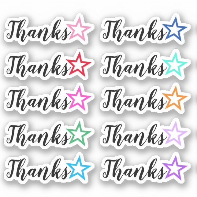 Dankbar "Danke" mit Star Kontur Shape Stickers Aufkleber (Vorderseite)