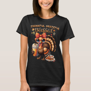 Dankbar Erfreut Gesegnet Football Truthahn T-Shirt