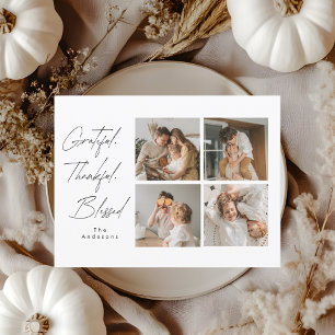 Dankbar Erfreut Gesegnet Thanksgiving-Fotos Postkarte