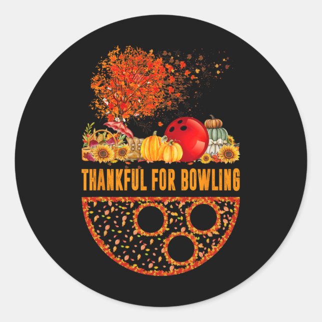 Dankbar für Bowling Ball Pumpkins Fall Tree Vielen Runder Aufkleber (Vorderseite)