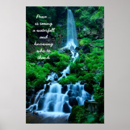 Dankbar für den Frieden Schöner Wasserfall Wald Poster