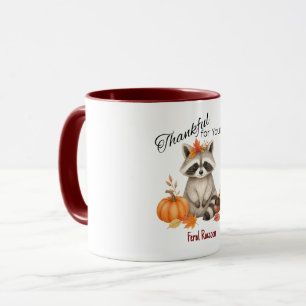 Dankbar für dich Herbst-Waschbär Thanksgiving Tasse