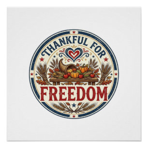 Dankbar Für Freiheit Patriotisch Patriotisch Dankf Poster