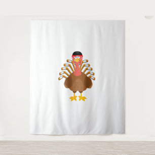 dankbar für Hockey-Erntedank Funny Turkey Ice Wandteppich