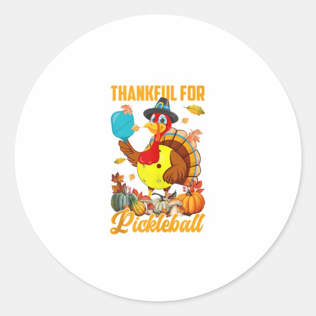 Dankbar für Pickleball Fall Vibes glücklich über d Runder Aufkleber (Vorderseite)