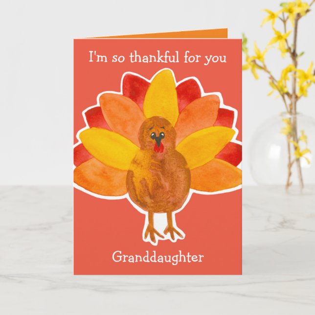 Dankbar für Sie Grandtochter Happy Thanksgiving Karte (Gelbe Blume)