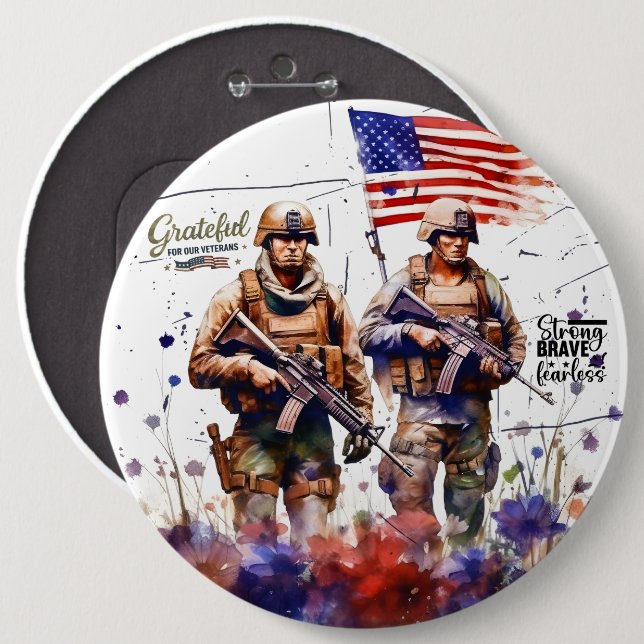 Dankbar für unsere Veteranen  Button (Vorne & Hinten)