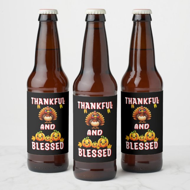 Dankbar Gesegnet 23 US Maple November Erntedank Bierflaschenetikett (Flaschen)