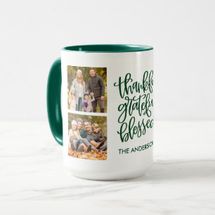 Dankbar, gesegnet 4 Foto Name Grün Tasse