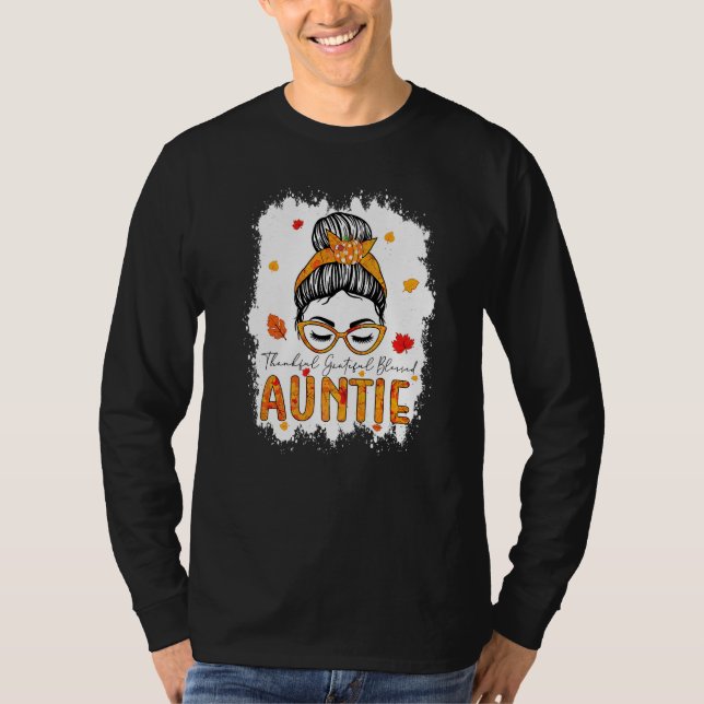 Dankbar Gesegnet Auntie Kürbisse Unordentliche Fri T-Shirt (Vorderseite)