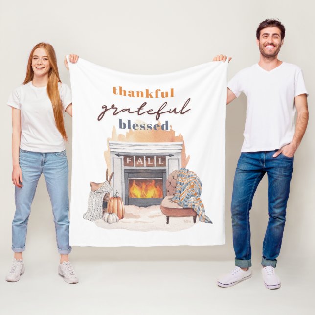 Dankbar, gesegnet Boho Erntedank Fleecedecke (Beispiel)