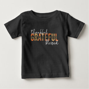 Dankbar, gesegnet Cheetah Print Typografy Baby T-shirt