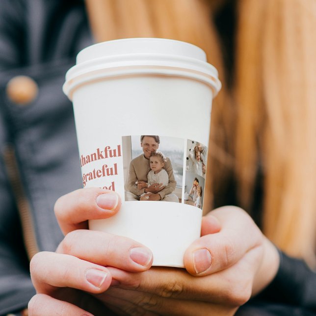 Dankbar, gesegnet | Drei FotoCollage Pappbecher (Von Creator hochgeladen)