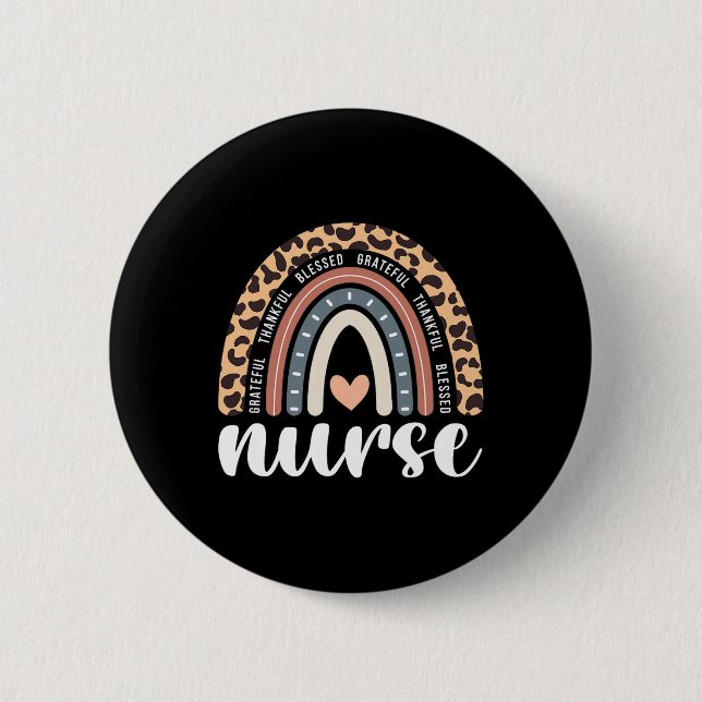 Dankbar, gesegnet, Erntedank der Krankenschwester  Button (Vorderseite)