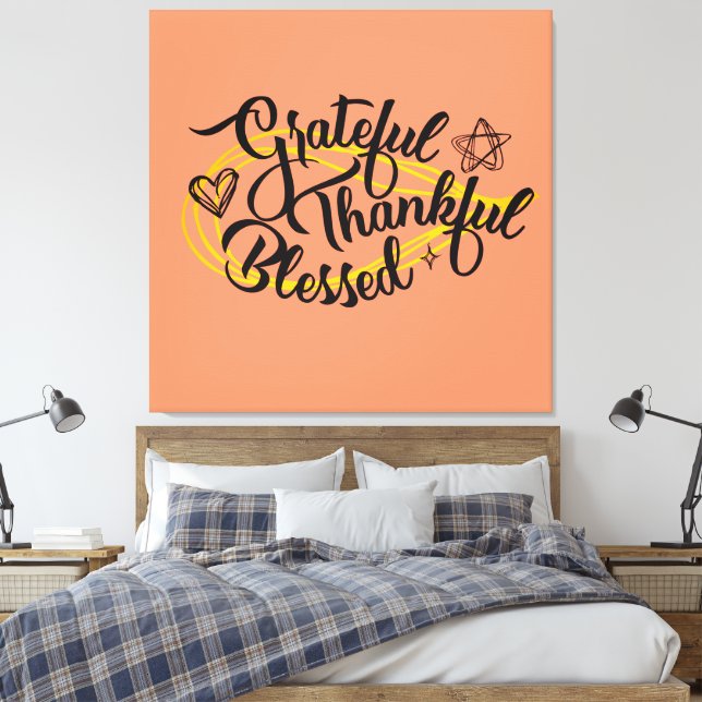Dankbar, gesegnet Erntedank Geschenke Leinwanddruck (Insitu (Schlafzimmer))