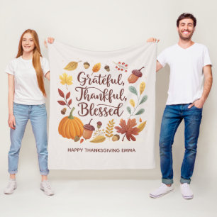 Dankbar Gesegnet Erntedankfest Herbst Fleecedecke