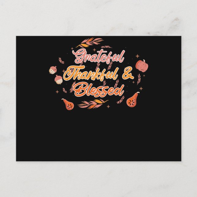 Dankbar Gesegnet Erntedankfest Herbstzeit Postkarte (Vorderseite)