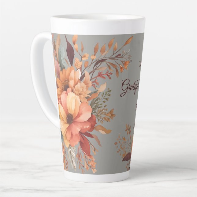 Dankbar gesegnet floraler Erntedank Milchtasse (Linke Ecke)