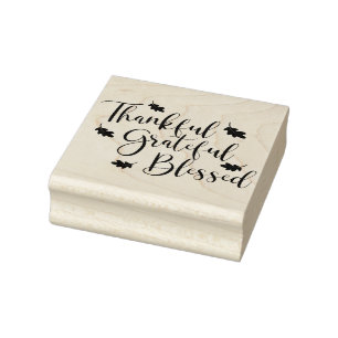 Dankbar gesegnet gebliebene Herbstleaves Typografi Gummistempel