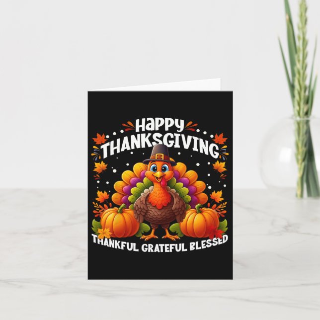 Dankbar, gesegnet Glückwunsch Thanksgiving Turke Karte (Vorderseite)
