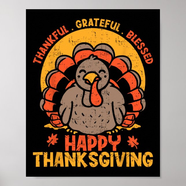 Dankbar, gesegnet Glückwunsch Thanksgiving Turke Poster (Vorne)