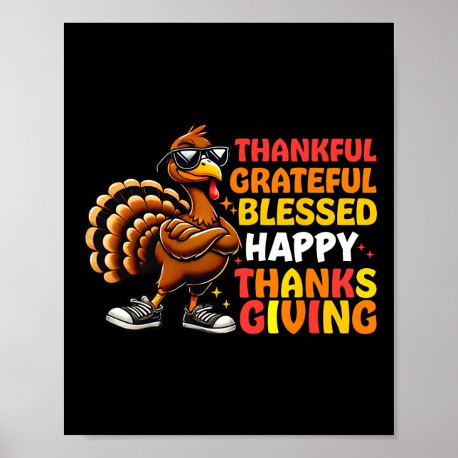 Dankbar, gesegnet Glückwunsch Thanksgiving Turke Poster (Vorne)