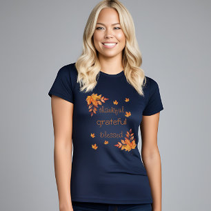 Dankbar Gesegnet Herbst Blätter T-Shirt