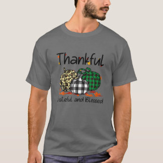 Dankbar, gesegnet Kariert-Leopard Pumpkin T-Shirt