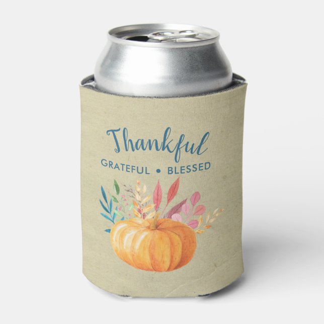 Dankbar, gesegnet mit Orange Pumpkin Dosenkühler (Kanne Vorderseite)