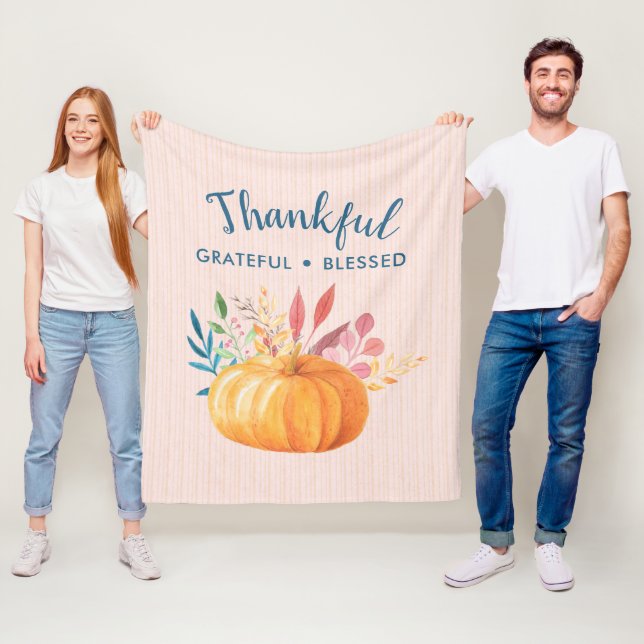 Dankbar, gesegnet mit Orange Pumpkin Fleecedecke (Beispiel)